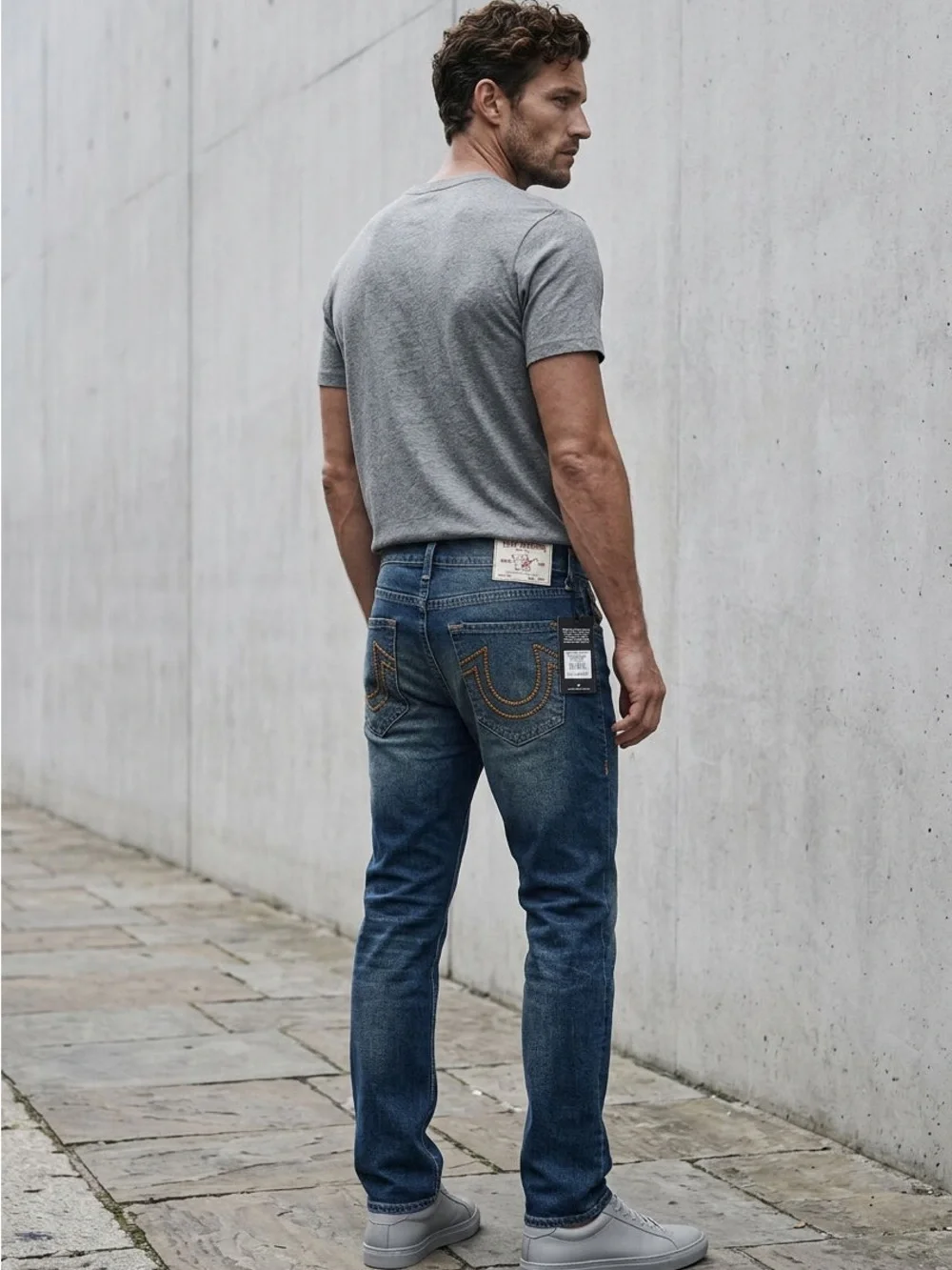 True Religion Men's Straight Fit Blue Jeans